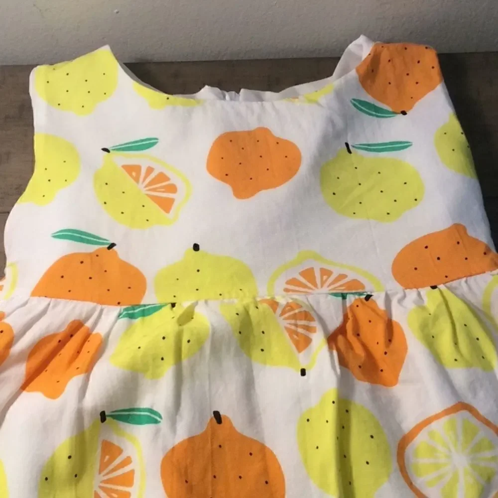 Lemon & Orange cotton dress 2/3T 17” long 10”waist